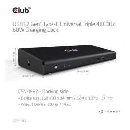 Club3D CSV-1562 Docking Station USB-C a 6xUSB3/2xDP/HDMI/LAN/Audio 4K Charging