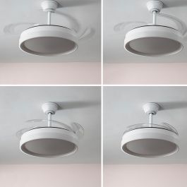 Ventilador de Techo con Luz LED y 4 Aspas Retráctiles Silteez InnovaGoods Plateado 80 W Ø49-104 cm