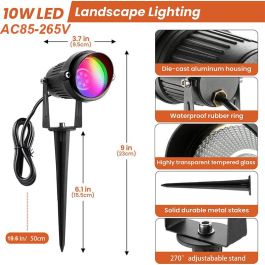 Foco Led para Jardín 5W RGBW 60° IP65 Negro con Mando a Distancia para Exteriores