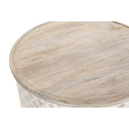 DKD Home Decor Mesa Centro Mango Natural Blanco 81 x 81 x 45 cm