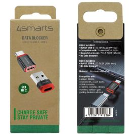 4smarts 541615 Adaptador USB-C a USB-A / USB-C Bloqueador de Datos (2 unidades) Macho/Hembra Negro