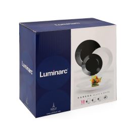 Luminarc Harena N&B Vajilla Vidrio Templado 18 Piezas - 6 Personas Fabricado en Francia