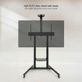 TooQ FS20406HM-B Soporte de Suelo con Ruedas para TV 60-100 Pulgadas, 130 kg, Ajustable en Altura, Negro