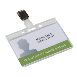Q-connect Identificador Rigido Plastico Acabado Brillante con Pinza KF14148 9x6,7 cm