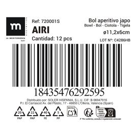 Bol Aperitivo Japonés 11.2 x 6 cm Reac Airi - Inde (36 Unidades) Bol Aperitivo Japonés 11.2 x 6 cm Reac Airi - Inde (36 Unidades)
