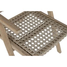 DKD Home Decor Indo 1c25 Sillón de Teca y Fibra Trenzado a Mano Natural, 60x70x82 cm, Asiento 41 cm (Pack de 2)