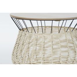 DKD Home Decor Mesa Centro Boho Charm Negro Natural 54x54x40 cm