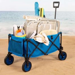 Carro de playa plegable 88x47x53/108 cm con bolsillo latera Carro de playa plegable 88x47x53/108 cm con bolsillo latera