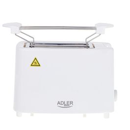 Adler ad 3223 Tostadora 2 ranuras, 900W, Blanca, 6 niveles de potencia, incluye rejilla y bandeja recogemigas, apagado automático
