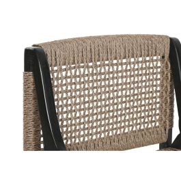 DKD Home Decor Silla Boho de Teca y Fibra Negro 62 x 72 x 65 cm