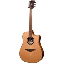 LAG Guitarra Acústica Hyvibe H2 Dreadnought Cutaway Electroacústica Tapa Maciza Cedro con Electrónica HyVibe H2