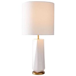 DKD Home Decor Lámpara Sobremesa E27 Cerámica Metal Poliéster Blanco Dorado 33x62x33 cm, 50W