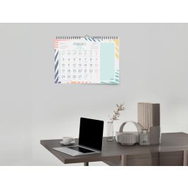 Calendario Espiral Pared Liderpapel Joven 2025 Numeros Grandes 44x32 cm Papel 128 gr Con Pegatinas