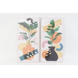 DKD Home Decor Cuadro Scandi Decoración con Diseño Maceta Multicolor, Medidas 80x40 cm, Grosor 2 cm, Materiales Lienzo y Pino, Pack 2 Unidades Precio: 11.49999972. SKU: B1EK655WMF