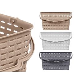 ARTE REGAL Cesta para Pinzas Plástico Surtidos Colores Beige Gris Blanco Asa 23.5x19x12.8cm Capacidad 3L