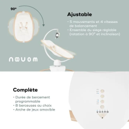 Babymoov BAB3661276185319 Columpio Ultraconfort con Mando a Distancia, Asiento Giratorio 90° y Arco de Juego, Diseño Elegante