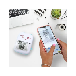 Wondee Mini Impresora Térmica Funny Azul Bluetooth Inalámbrica Portátil Sin Tinta para Móvil iOS Android