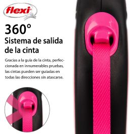 Flexi Correa New Neon S Cinta 5m Rosa Neón Componentes Reflectantes