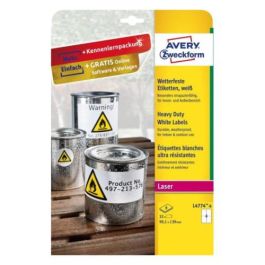 Avery Etiquetas Adhesivas de Poliéster Blanco Resistentes al Agua/Aceite/UV 99,1x139 mm para Impresora Láser - Pack 32 Unidades