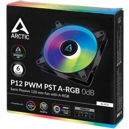 Arctic ACFAN00231A P12 PWM PST A-RGB Ventilador 120mm Negro con divisor de cable, 0 dB, optimizado alta presión estática