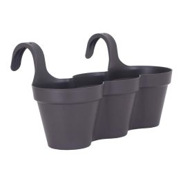Artevasi Maceta para Balcón Capri Individ 3 en 1, Diseño Redondo, Color Gris Antracita, Capacidad 11 L, Medidas 30.5x54xH28 cm