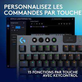 Teclado para juegos - inalámbrico - Logitech G - G915 TKL X - Interruptor táctil - AZERTY - Negro