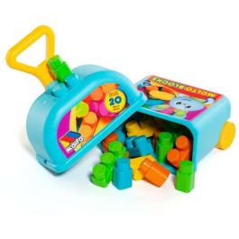 Carrito maleta trolley azul con 20 bloques. Carrito maleta trolley azul con 20 bloques.