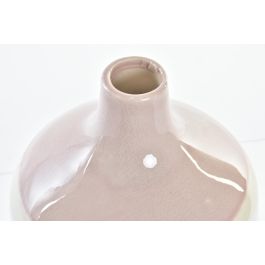 DKD Home Decor Jarrón Scandi de Porcelana Bicolor Rosa 16x16x16 cm - Set de 2 Unidades