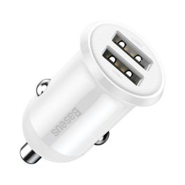 Baseus Cargador de Coche 24W 2 Puertos USB 2.4A+2.4A (4.8A) - Blanco