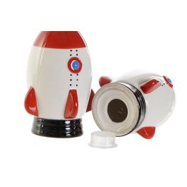 DKD Home Decor Salero y Pimentero Baby Set de 2 piezas de Dolomite Blanco y Rojo 7 x 9 x 6.5 cm