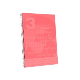 Cuaderno Espiral Liderpapel Folio Pautaguia Tapa Plastico 80H 75 gr Cuadro Pautado 3 mm Con Margen Color Rojo