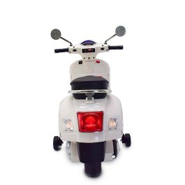 Tachan Vespa GTS 12V Blanca Licencia Oficial Moto Eléctrica Infantil con Baterías Recargables, Faros LED, USB y MP3 para Niños +3 Años