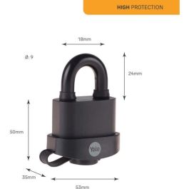 Yale Candado Y220B/51/118/1 Estanco de Acero Laminado Cementado con Protección Termoplástica de 51mm y 3 Llaves