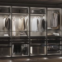 Emuca Kit de barra para armario Luxe, tira LED 4,5x8 Neonlynx V, sensor de movimiento RF Smart y convertidor Smart (24V DC), longitud 900mm, Luz blanca cálida 2.700K, Plástico y Aluminio, Pintado negro texturizado