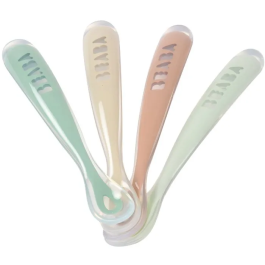Beaba Juego de 4 cucharas de silicona para primera edad, color gris terciopelo y verde salvia Precio: 35.95000024. SKU: B1HGRPCGNB
