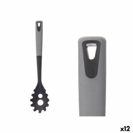 Cuchara para Servir Pasta Kinvara KT212043-9 PBT Negro Gris TPR PBT 7 x 34 x 4 cm (12 Unidades)