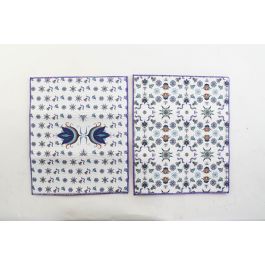 DKD Home Decor Tapete Decorativo Tradicional Azulejos Retro Azul y Blanco Microfibra de Poliéster 50x38x0.5 cm (12 Unidades)