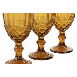 DKD Home Decor Copa Basicos de Cristal Ámbar 325ml Set de 6 con Relieve Colección Classic Garbo 8.7x17x8.7 cm