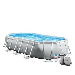 Intex Piscina Ovalada Desmontable Prism Frame 503x274x122 cm con Depuradora, Escalera, Cobertor y Tapiz (13365 Litros)