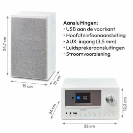 Medion AAAPE16825 Minicadena Hi-Fi Radio por Internet DAB/FM Reproductor de CD 2x15W RMS Blanco