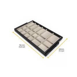 Emuca Kit de cajón organizador y bastidor de guías con cierre suave para armarios, regulable, módulo 800mm, Negro texturizado y gris piedra