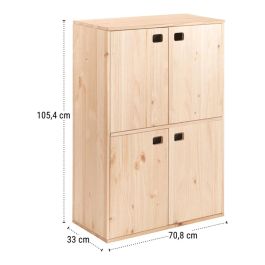Astigarraga Dinamic - Armario de 4 puertas en pino macizo, madera clara, 105,4 x 70,8 x 33 cm