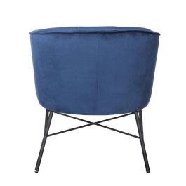 Sillón ELIOTT - Patas de metal - Terciopelo azul - L 68 x P 59 x A 72 cm