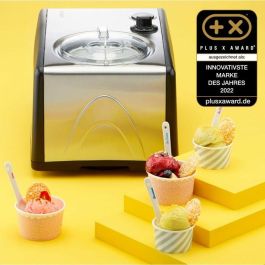 MEDION Heladera y yogurtera eléctrica de aluminio con compresor, máquina para hacer helados con una capacidad de 1,5 litros (corresponde a