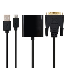 Nanocable 10.16.2008-BK Conversor DVI 24+1 Macho a VGA Hembra, Soporta 1080p, Alimentación Externa, 10 cm, Negro