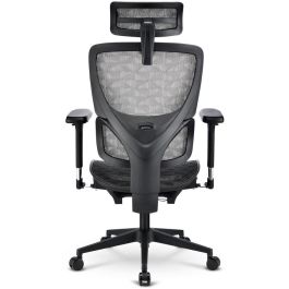 Sharkoon C40M Silla de Oficina Ergonómica OfficePal, Asiento Malla y Respaldo Rejilla Gris, Reposacabezas y Reposabrazos 4D, 150kg