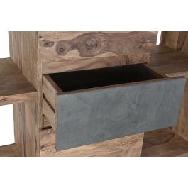DKD Home Decor Estantería de Almacenamiento Sheesham Natural Gris con 1 Cajón, 2 Puertas y 8 Estantes, Mueble Auxiliar 120x40x185 cm