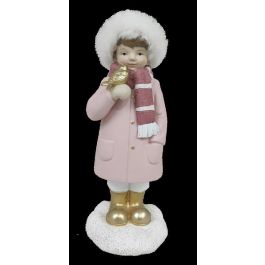DKD Home Decor Figuras Decorativas Navidad Fantasía Niñas Resina Surtido Colores (Verde, Rojo, Rosa, Rosa Oscuro) 4 Unidades 4x9.5x4cm