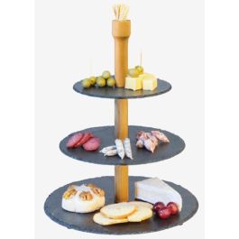 DKD Home Decor Frutero Negro Natural Pizarra Bambú 28 x 39.5 x 28 cm Precio: 9.68999944. SKU: S3037406