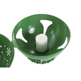 DKD Home Decor Figura de Navidad Tradicional Portavela Metálica Rojo Verde Dorado 31.5x31.5x35.5 cm (Pack de 2 Unidades)